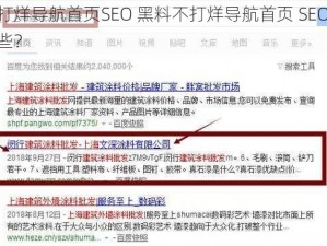 黑料不打烊导航首页SEO 黑料不打烊导航首页 SEO 优化技巧有哪些？