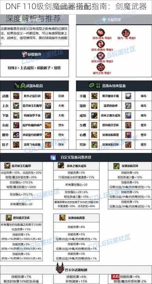 DNF 110级剑魔武器搭配指南：剑魔武器深度解析与推荐