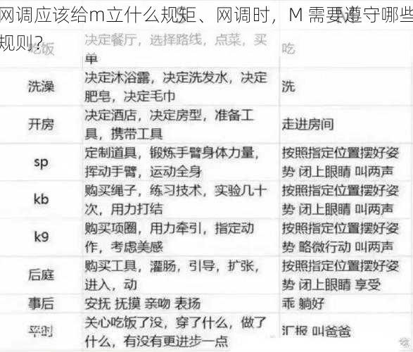 网调应该给m立什么规矩、网调时，M 需要遵守哪些规则？