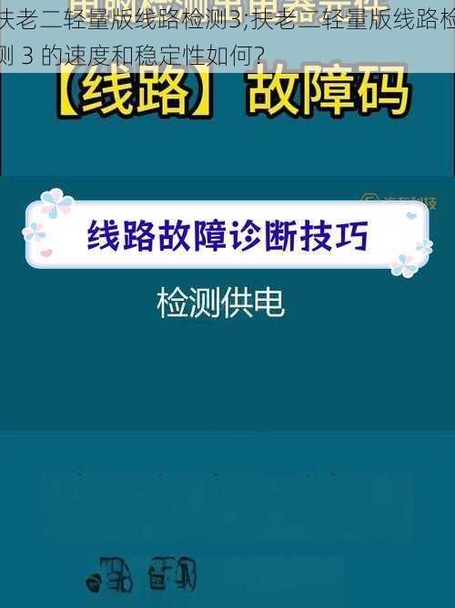 扶老二轻量版线路检测3;扶老二轻量版线路检测 3 的速度和稳定性如何？