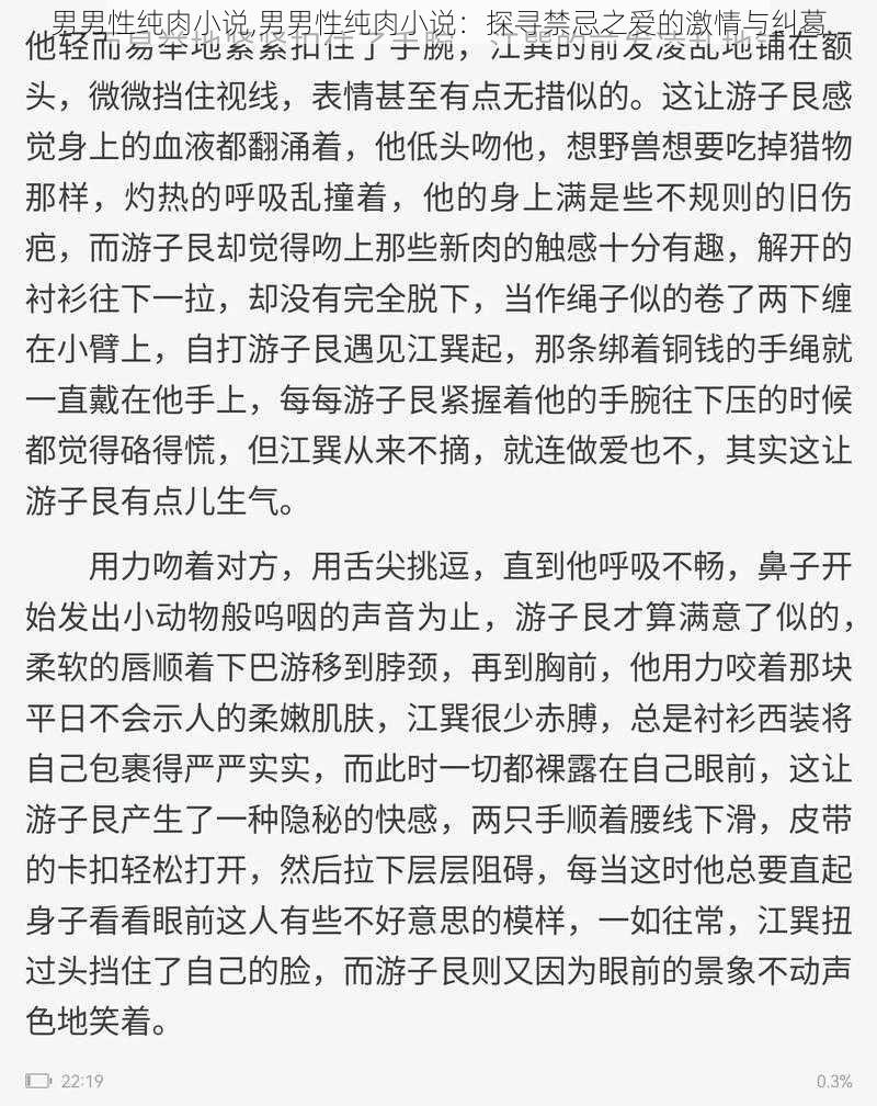 男男性纯肉小说,男男性纯肉小说：探寻禁忌之爱的激情与纠葛