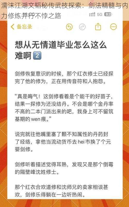 濡沫江湖文韬秘传武技探索：剑法精髓与内力修炼并行不悖之路