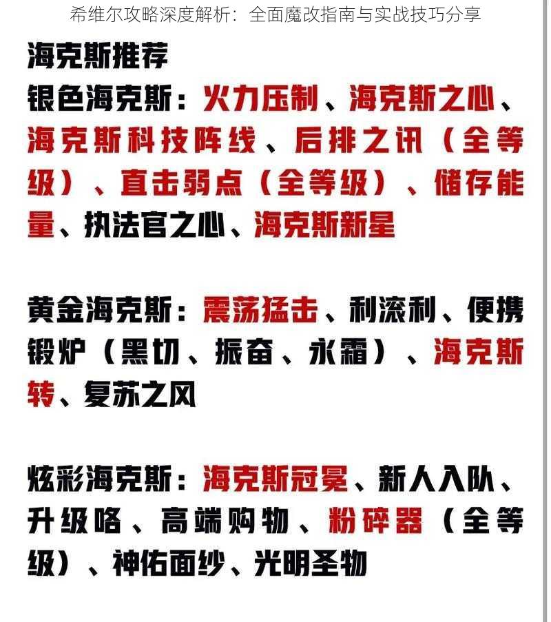 希维尔攻略深度解析：全面魔改指南与实战技巧分享