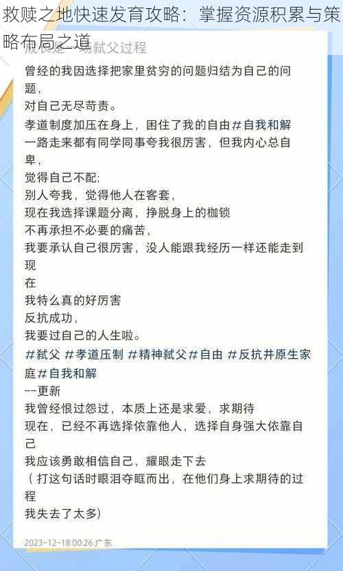 救赎之地快速发育攻略：掌握资源积累与策略布局之道