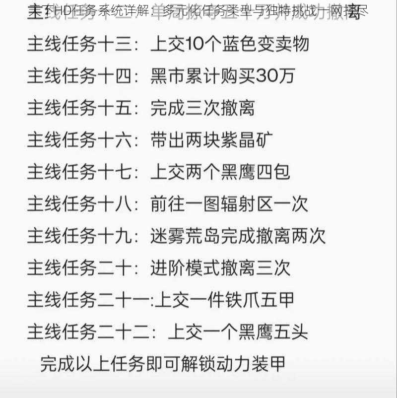 天下HD任务系统详解：多元化任务类型与独特挑战一网打尽